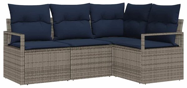 Maison Exclusive – Sedacia súprava, 4 kusy, sivá [syntetický materiál]: Polyratan