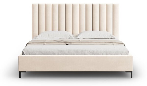 Béžová čalúnená dvojlôžková posteľ s úložným priestorom s roštom 180x200 cm Casey – Mazzini Beds