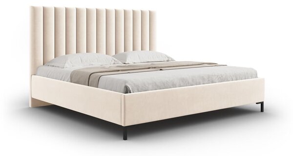 Béžová čalúnená dvojlôžková posteľ s úložným priestorom s roštom 180x200 cm Casey – Mazzini Beds