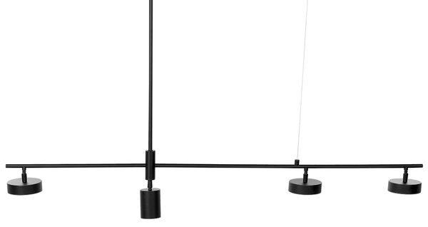 Závesná lampa čierna železo hliník akryl 4 LED svetlá maľovaný povrch na strop moderný industriálny štýl kuchyňa jedáleň