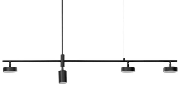 Závesná lampa čierna železo hliník akryl 4 LED svetlá maľovaný povrch na strop moderný industriálny štýl kuchyňa jedáleň