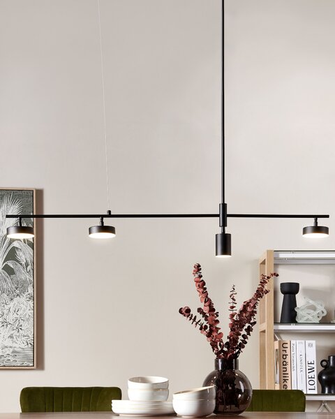 Závesná lampa čierna železo hliník akryl 4 LED svetlá maľovaný povrch na strop moderný industriálny štýl kuchyňa jedáleň