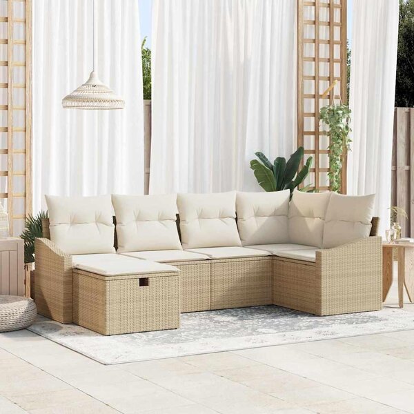 Maison Exclusive - Sedačka s vankúšmi s úložným priestorom Béžová a krémová Poly-rattan