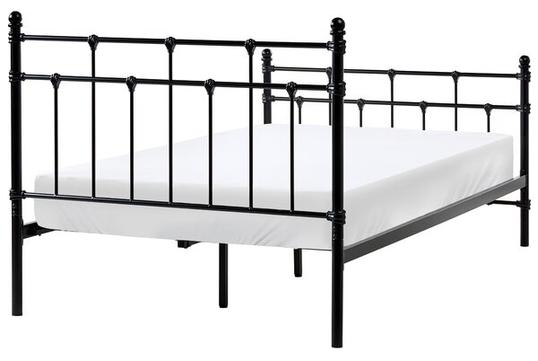 Posteľný rám čierny kovový 120 x 200 cm s čelom lamelový rošt klasický moderný dizajn