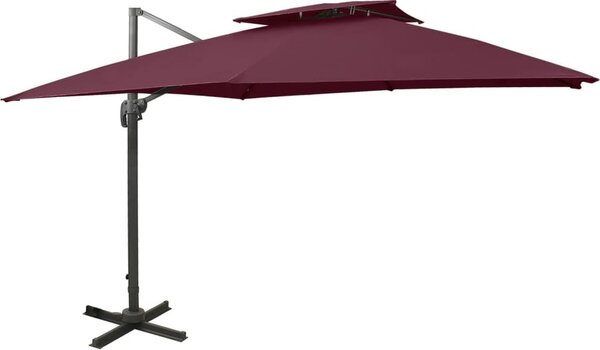 Maison Exclusive – závesný slnečník s ventiláciou 300 x 300 cm, bordová farba