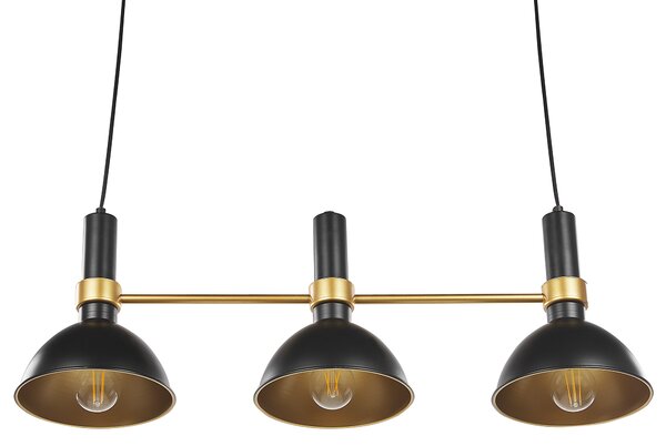 Závesná lampa čierna zlatá kov maľovaný povrch 3 tienidlá 107 cm retro moderný štýl kuchyňa jedáleň