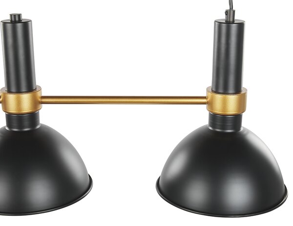 Závesná lampa čierna zlatá kov maľovaný povrch 3 tienidlá 107 cm retro moderný štýl kuchyňa jedáleň
