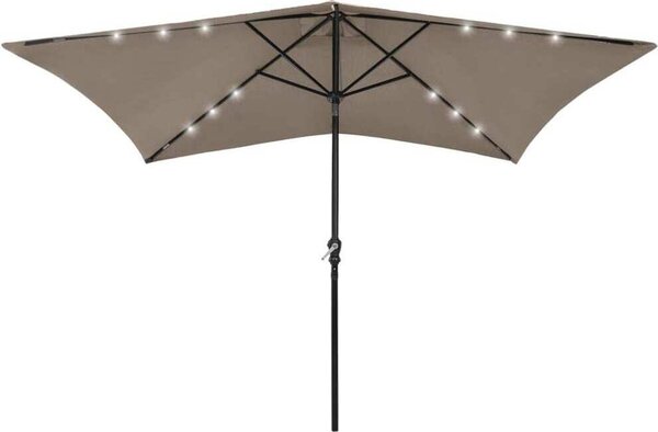Maison Exclusive – slnečník s LED osvetlením a oceľovou tyčou, farba taupe, 2 x 3 m