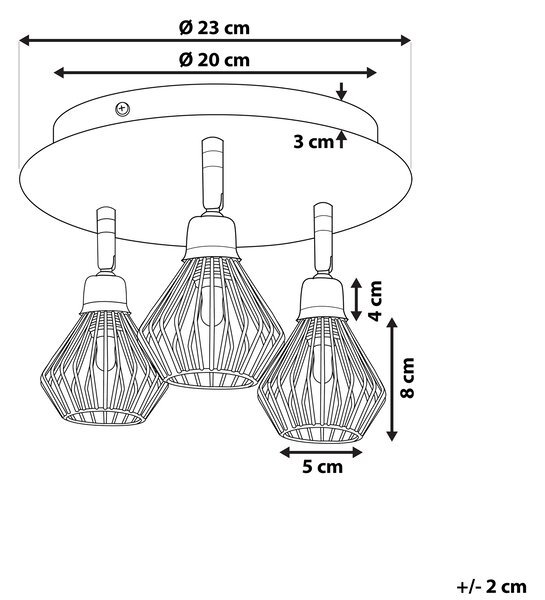 Stropná lampa 3 medené kovové tienidlá nastaviteľné svietidlo industriálny štýl