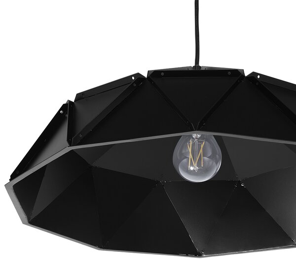 Závesná lampa čierna kov geometrický tvar na 1 žiarovku osvetlenie moderný industriálny štýl kuchyňa jedáleň obývačka