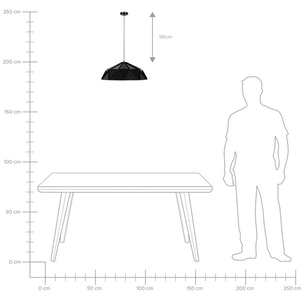 Závesná lampa čierna kov geometrický tvar na 1 žiarovku osvetlenie moderný industriálny štýl kuchyňa jedáleň obývačka