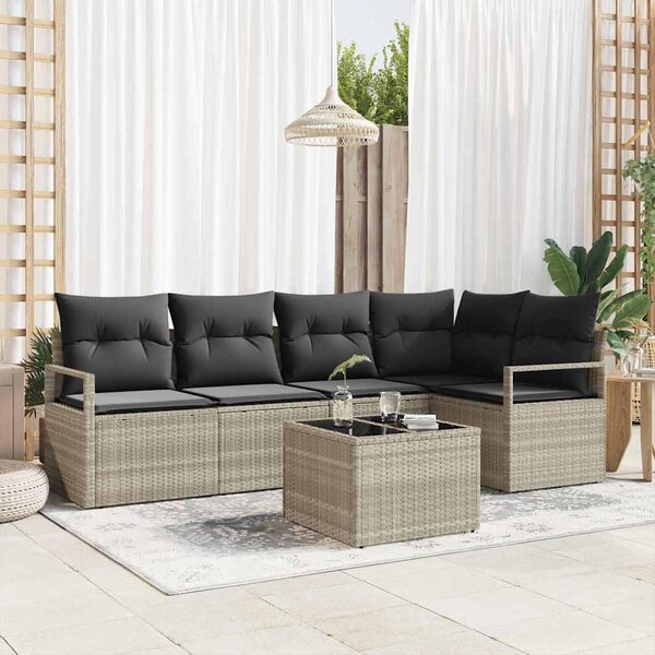 Maison Exclusive – Sedacia súprava, 6 kusov, tmavosivá [syntetický materiál]: Polyratan