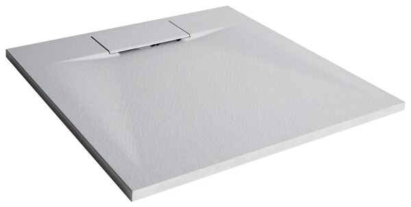 Sprchová vanička s odtokom sivá SMC 80 x 80 x 3 cm štvorcový tvar efekt prírodného kameňa minimalistický štýl kúpeľňa