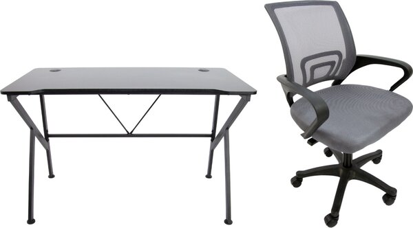IDEPAR - Sada písacieho stola COMBO Black + kancelárska stolička ARGO šedá/čierna