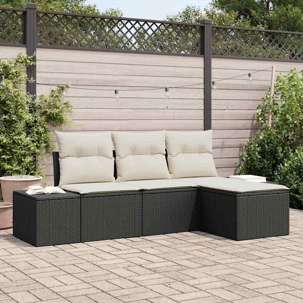 Maison Exclusive – Sedacia súprava, 4 kusy, čierna [syntetický materiál]: Polyratan