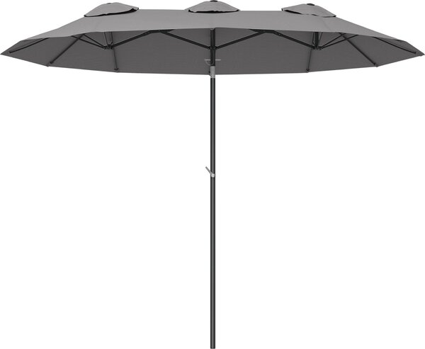 Záhradný slnečník Outsunny 295 x 152 cm, trhový slnečník s veternou strieškou na terasu, sivý