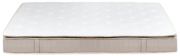 Latexový matrac s taštičkovými pružinami biela béžová 160 x 200 cm tvrdý dvojlôžkový snímateľný poťah polyester spálňa doplnky