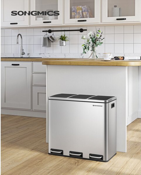 Kôš na separovanie odpadu SORT 54l (3x18 l), strieborná SongmicsHome