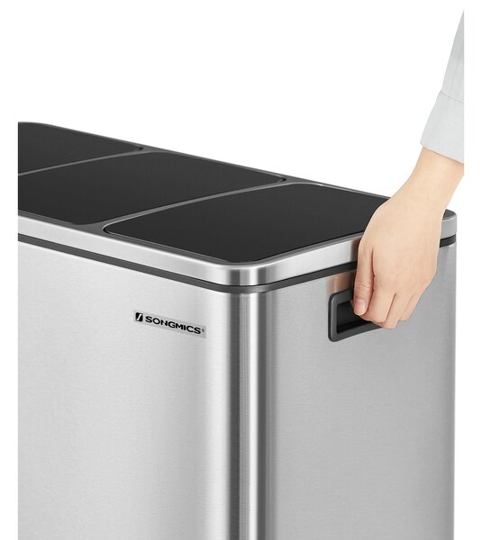 Kôš na separovanie odpadu SORT 54l (3x18 l), strieborná SongmicsHome
