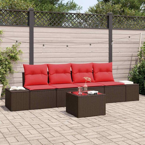 Maison Exclusive – Sedacia súprava, 5 kusov, hnedá [syntetický materiál]: polyratan