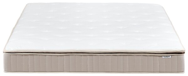 Latexový matrac s taštičkovými pružinami biela béžová 160 x 200 cm tvrdý dvojlôžkový snímateľný poťah polyester spálňa doplnky