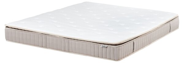 Latexový matrac s taštičkovými pružinami biela béžová 160 x 200 cm tvrdý dvojlôžkový snímateľný poťah polyester spálňa doplnky