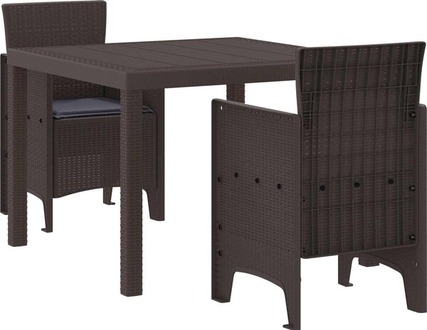 Maison Exclusive – Záhradná jedálenská súprava, 3 kusy, hnedá, polypropylén