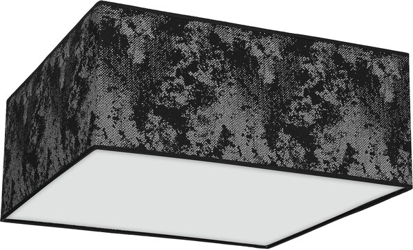 Stropné svietidlo Satino Square, 1x čierne/strieborné textilné tienidlo, (biele plexisklo), (50 cm)
