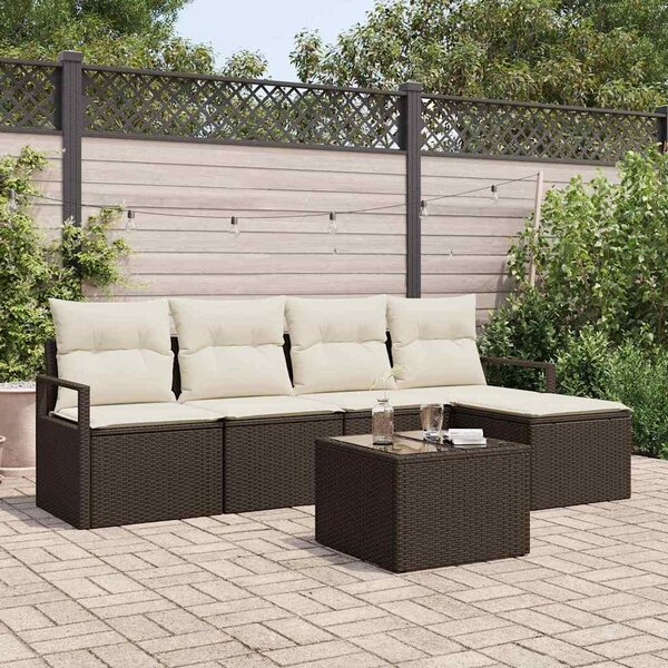 Maison Exclusive – Sedacia súprava, 6 kusov, hnedá [syntetický materiál]: polyratan