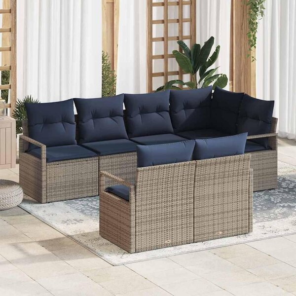 Maison Exclusive – Sedacia súprava, 7 kusov, sivá [syntetický materiál]: Polyratan