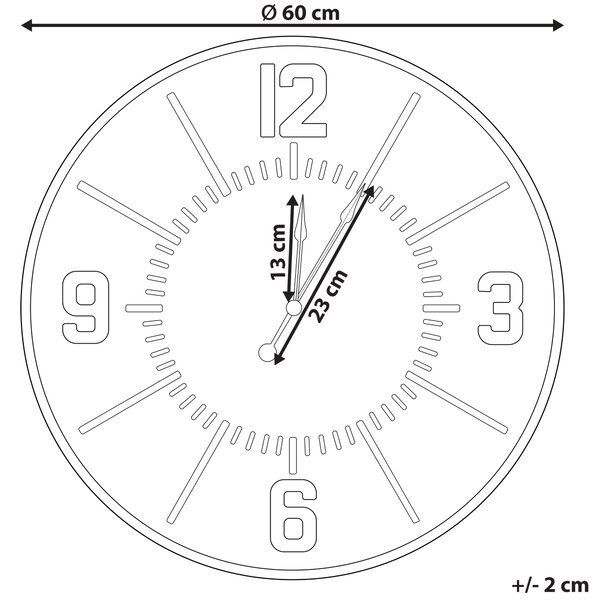 Nástenné hodiny farba svetlého dreva MDF 60 cm kovový rám retro dizajn do obývačky spálne kuchyne