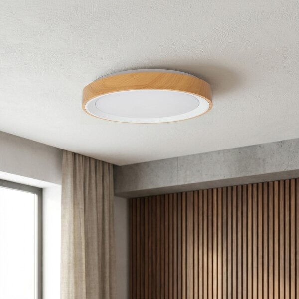 Brilagi - LED stmievateľné stropné svietidlo FLOCO LED/48W/230V priemer 40 cm drevo/biela +DO