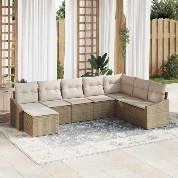 Maison Exclusive – Sedacia súprava, 8 kusov, béžová [syntetický materiál]: Polyratan