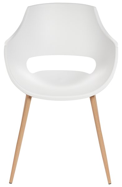 Sada 4 jedálenských stoličiek biela sedadlo zo syntetiky kovové nohy moderný minimalistický štýl kuchyňa jedáleň