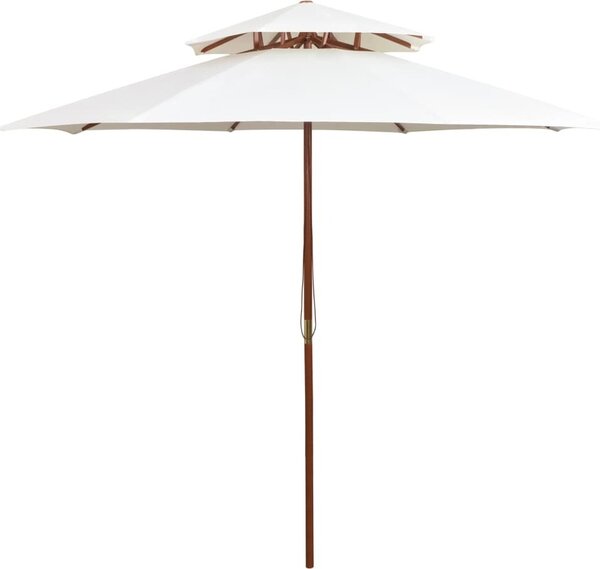 Maison Exclusive - Dvojitý slnečník 270×270 cm Drevená tyč Krémovo biela
