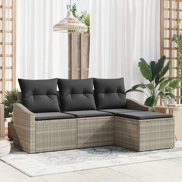 Maison Exclusive – Sedacia súprava, 4 kusy, tmavosivá [syntetický materiál]: Polyratan