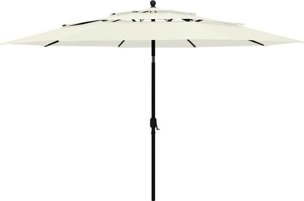 Maison Exclusive – slnečník s hliníkovým stĺpom, 3-vrstvový, piesková farba, 3,5 m