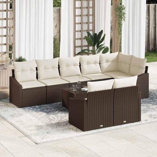 Maison Exclusive – Sedacia súprava, 9 kusov, hnedá [syntetický materiál]: polyratan