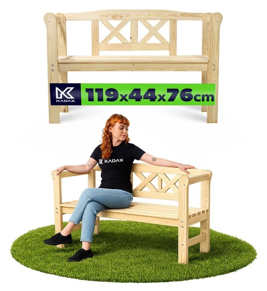 KADAX drevená parková lavička s operadlom 119 cm terasa záhrada