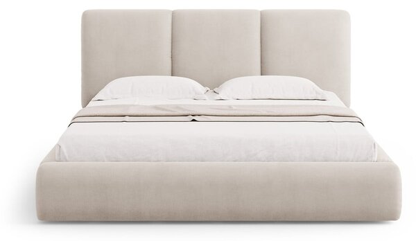 Béžová čalúnená dvojlôžková posteľ s úložným priestorom s roštom 180x200 cm Brody – Mazzini Beds