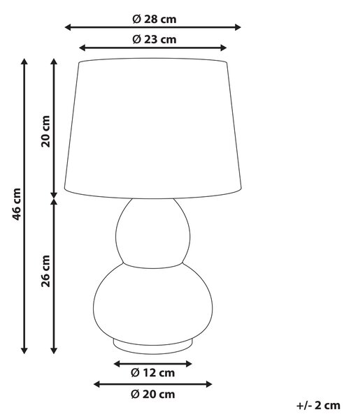 Stolná lampa biela keramický podstavec s modrým vzorom ľanové tienidlo obývacia izba spálňa