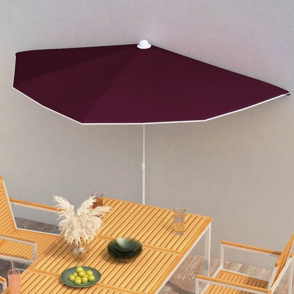 Maison Exclusive – polotieňový slnečník so stĺpom 180 x 90 cm, bordová farba