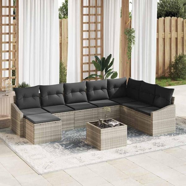 Maison Exclusive – Sedacia súprava, 9 kusov, tmavosivá [syntetický materiál]: Polyratan