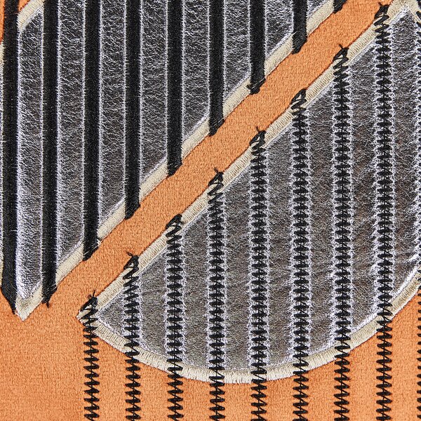 Sada 2 dekoratívnych vankúšov oranžový zamat 45 x 45 cm glamour dizajn so zipsom geometrický vzor obývačka spálňa