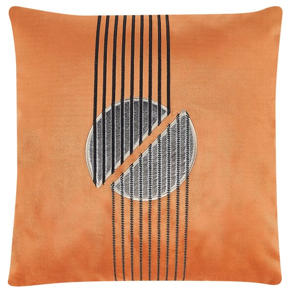 Sada 2 dekoratívnych vankúšov oranžový zamat 45 x 45 cm glamour dizajn so zipsom geometrický vzor obývačka spálňa