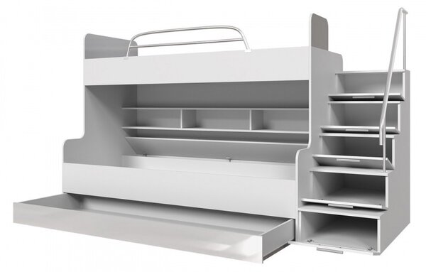Detská poschodová posteľ RENI 2 - 90x200, biela / tyrkysová