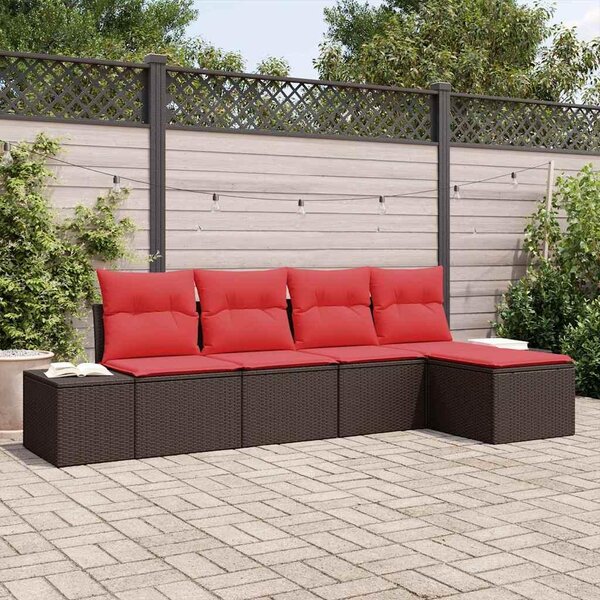 Maison Exclusive – Sedacia súprava, 5 kusov, hnedá [syntetický materiál]: polyratan