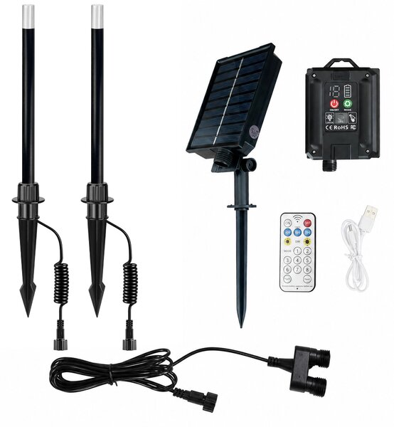 Solárne vonkajšie osvetlenie MasterLED Neo Tila s LED žiarivkami, s možnosťou zapichnutia do zeme, 24 V, 3000 K, IP54, sada 2 kusov