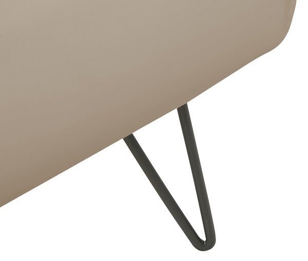 Posteľ béžová umelá koža 180 x 200 cm prešívané čelo postele tenké čierne nohy moderný dizajn