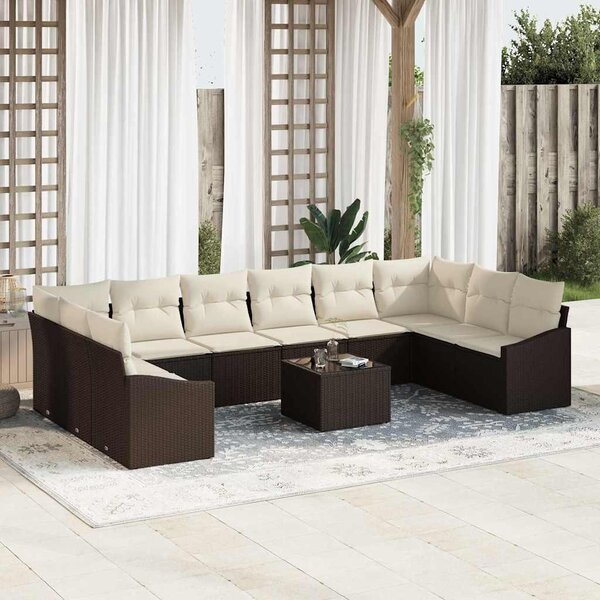 Maison Exclusive – Sedacia súprava, 11 kusov, hnedá [syntetický materiál]: polyratan
